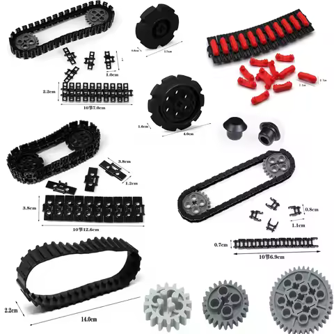MOC Building Blocks Technical Chain Bricks Parts Caterpillar Track Tank Wheel Compatible 88323 57518