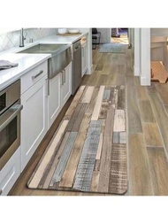 1 件創意復古木質風格柔軟記憶泡防水防滑墊,適合廚房、客廳、臥室、浴室地板裝飾