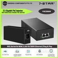 7-STAR* 90W 2.5G PoE Injector Adapter – 802.3bt PoE++ Adapter – DC55V 1.63A for 1G/2.5G/10G Access P