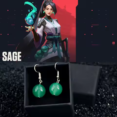 Game Valorant Sage Cosplay Earring Green Crystal Earrings for Women Jewelry