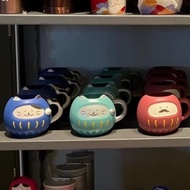 Japan Starbucks 2024 New Year Limited Lucky Cat Dharma Mug Set (Red+Blue+Green)