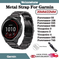 Metal Strap For Garmin Vivoactive 3/4 Stainless Steel  Wristband Forerunner 255 645 245 745 965 Venu SQ Bracelet band