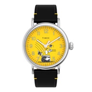 TIMEX TW2V60400 Standard x Peanuts Featuring Snoopy St Patrick's Day นาฬิกาข้อมือผู้ชาย สายหนัง สีดำ หน้าปัด 40 มม.