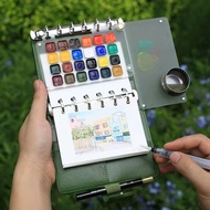 [Ready Stock Fast Shipping] Yijia A7 Portable Watercolor Book Travel Mini Watercolor Paint Box Handb