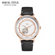 Solvil et Titus Enlight 3 Hands Mechanical Black Leather Strap Men Watch W06-03277-006