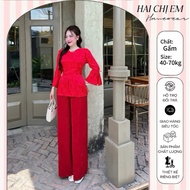 Pagoda outfit, blue ba ba brocade outfit, round neck, flared sleeves, elegantly wrapped buttons - 2C
