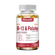 Vitamin B12 Capsules with Methyl B-12 & Methyl Folate and Bioactive Vitamin B9 &B12 for Cellular Ene