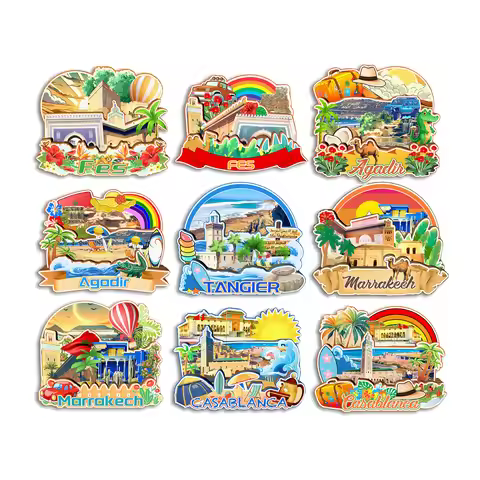 Casablanca Marrakech Agadir Fes Tangier Morocco Fridge Magnet Travel Souvenir Gift