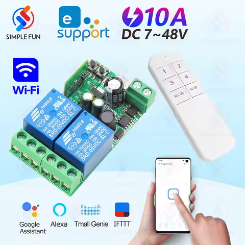 EWelink WiFi Smart Switch,DC 5V 12V 24V 48V 2CH Relay Receiver,Timer Module,Alexa Google Home Voice 