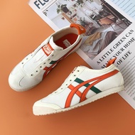 2023 Original Tiger Shoes MEXICO 66 Mens and Womens Shoes Spring/Summer Breathable Sports Shoes รองเท้าผ้าใบกันลื่นที่สะดวกสบาย White/Orange Dark Green