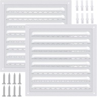 2 Pcs 8" X 8" Attic Vent Metal Shed Vents Gable Vents Louver Vent Grille with Screen Mesh for Home G