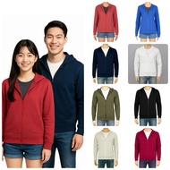 Men's And Women's Front Zip-Up Hoodie Plain Color Cotton Fabric No Lint 14 Colors Bust 40-42 Inches 