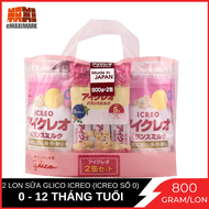 Combo 2 Sữa Glico Icreo Balance Milk (Icreo Số 0) Dinh Dưỡng Cho Bé Từ 0 Đến 12 Tháng - Lon 800G Kèm