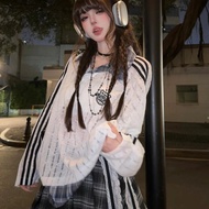 Mesh Top Hot Girl y2k American Hole Blouse Wasteland Style Destruction Hollow Long Sleeve T-Shirt Wo