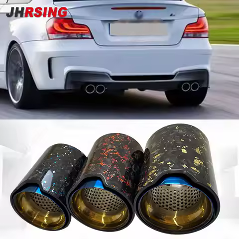 1PCS Exhaust Tip Genuine Gold Foil Forged Carbon Fiber Blue Stainless Tail Tips Modify for BMW M2M3M
