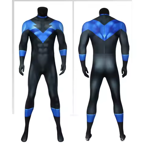 2025 Adult Superhero Titans Nightwing Jumpsuit Cosplay Costume Halloween Masquerade Cool Bodysuit Wi