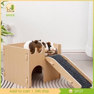 [Ihoce] Hamster Hideout,Hamster Hideout Cage Accessories,Wooden,Activity Platform,Climbing Ladder for Mouse,Dwarf Hamsters Guinea Pig