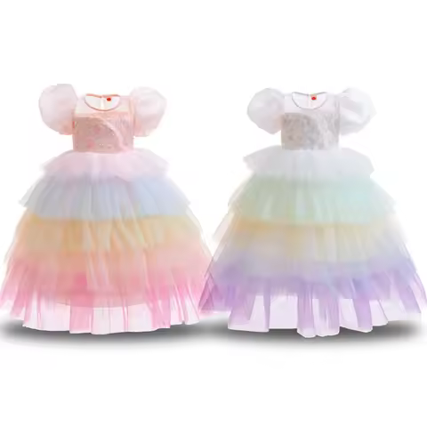 Kids Clothes Summer Fashion Unicorn Rainbow Dress Baby Girls Clothes Chilren Birthday Clothes Sets f