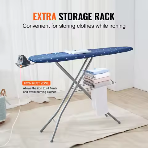 SucceBuy Full Size Ironing Boards 4/3Layers Heat Resistand Structure Height Adjustable&Foldable Legs