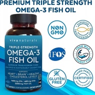 พร้อมส่ง Viva Naturals Triple Strength Omega 3 Fish Oil 2200 mg 180 Softgels