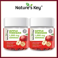 【Ready Raya Stock】Nature’s Key Halal Apple Cider Vinegar Gummies Healthy Fitnes Edible 1000mg Vitami