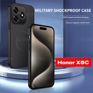 For Honor X5C Plus X5CPlus 2025 Phone Case Carbon Fiber Magnetic Leather Pattern Casing HonorX5C Hon