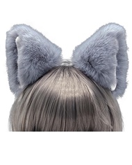 Agymo Grey Fox Wolf Cat Ears Headband, Animal Furry Ears,Christmas Halloween Ears,Gorou Cosplay Cost