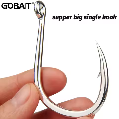 10PCS Big Fish Hook 1/0-7/0 Super Fishhook Steel Alloy Gaff Barbed Antirust Sharp Angle Radian Bend 