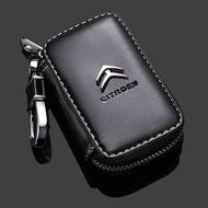 Citroen Car Key Case Genuine Leather Car Smart Key Chain Keychain Holder Metal Hook for Citroen  C1 C3 C4 C5 C8 xsara picasso DS5 Accessories