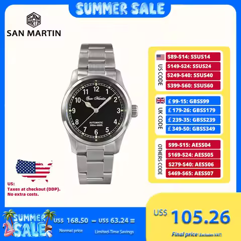 San Martin Pilot Men Watch Mechanical Automatic Movement 8215 Waterproof 10Bar Diver's Watches Lumin