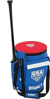 Bownet Baseball/Softball Coach Bag (BUCKET Bag) Ball Bucket Bag with Bat Pocket, USA Pattern, BN-BUC