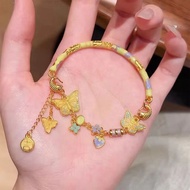Luxurious Blue Enamel Butterfly Tassel Half Bracelet Women's Accessories High-end Light Luxury Tempe