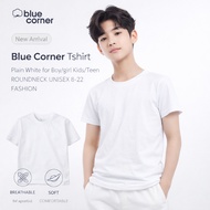 (HM) Blue Corner Tshirt Plain White for Boy/girl Kids/Teen ROUNDNECK UNISEX 8-22 FASHION