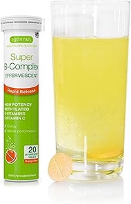Super B-Complex Effervescent Energy Supplement with Vitamin C, Fast Action, Caffeine-Free, Sugar-Fre