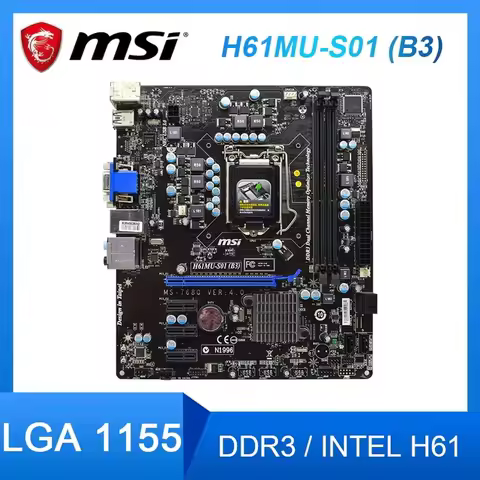 H61MU-S01 B3 Motherboard MSI H61MU-S01 B3 Motherboard DDR3 LGA 1155 Micro ATX support Core i5-2300 C