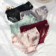 21276, Sexy mesh fabric breathable underwear, comfortable lace panties with Small ribbon