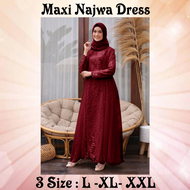 Pakaian Muslim Wanita Busui Terbaru Model Lumbai Tille Tutu Lengan Manset Maxi Najwa Dress Size L-XL