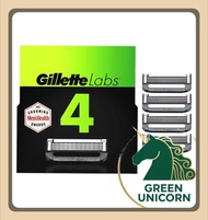 吉列 Gillette Labs 極光系列 剃鬚刀頭 4刀頭|無感刮鬍刀 4片裝剃鬚刀替換刀片|4刀頭|美國製造|極光刀頭|極薄五層刀片|無感系列|電動無感剃鬚刀頭|刮鬍替換刀|舒適滑動技術|原裝