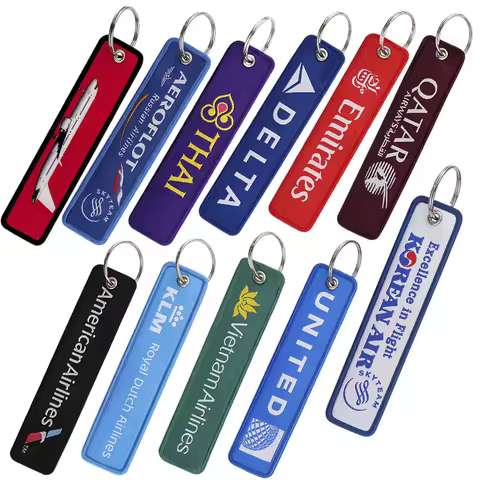 Aviation Key Tags Airline Travel Embroidery Key Fobs Keychain for Car Motorcycles Cosplay Accessorie