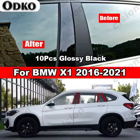 For BMW X1 F48 2016-2021 Glossy Black Carbon Car Door Window BC Column Pillar Posts Cover Trim Mirro