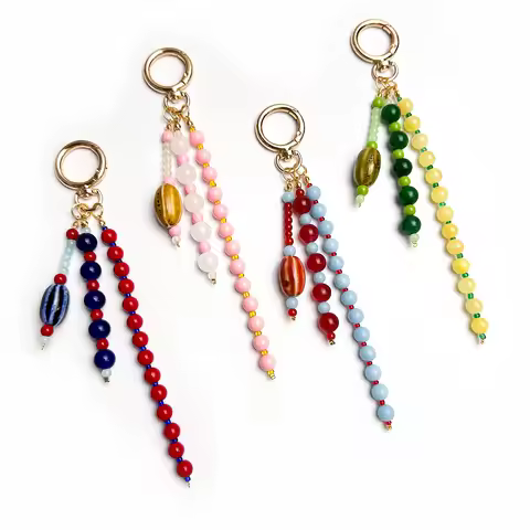 Ceramic Watermelon Beaded Agate Stone Bag Pendant, Niche Design Bag Hanging, Keychain