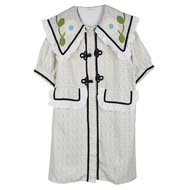 XITAO Ruffles Collar Dress Contrast Color Print Women