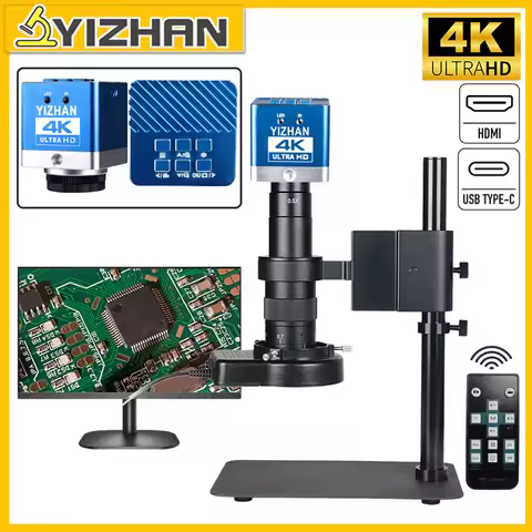 YIZHAN 4K 60MP UHD Digital Electron Microscope 1080P 60FPS/30FPS HDMI Type-C Microscopio Camera 180X