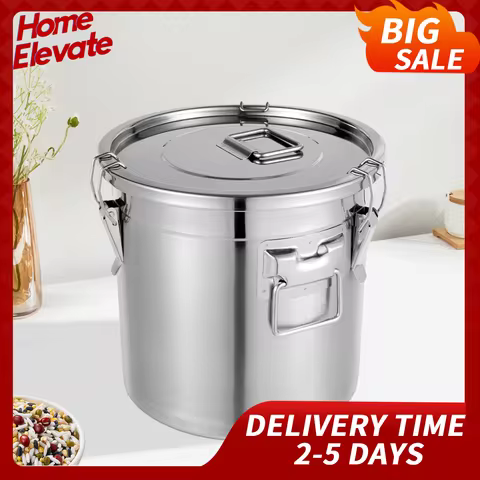 Large Capacity Rice Container – 21L Stainless Steel Food Storage Bin with Silicone Sealing Ring and 