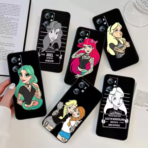 Tattoo Princess For OPPO Find X6 X5 X3 A54S A5 A94 A16 A53S A57 A74 A72 A98 A78 A96 A9 5G Black Soft