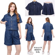 KEMEJA Women's Denim Shirt and Shorts Set - MAUVE 20271 Blue, Navy