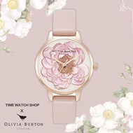 【天時鐘錶公司】Olivia Burton OB16FS111 簍空花卉皮帶錶 OB錶 浮雕3D立體櫻花梨花卉粉色玫瑰