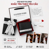 [ Fullbox with Gift Wrapping ] Men's Wallet Engraved with YC's Name Genuine Cowhide Saffiano Gift Bo