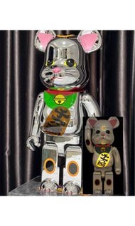 🔥最後一隻🔥巜 MEDICOM TOY BE@RBRICK 銀色 招財貓千萬両 發光 著燈 1000% 》