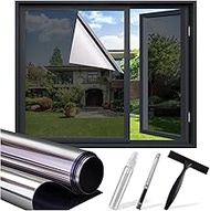 One Way Privacy Window Film - Reflective Window Tint for Home Heat Blocking & UV Protection, See Out